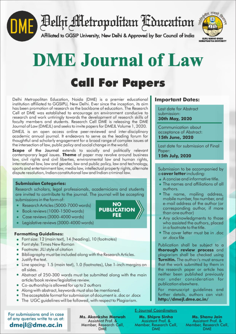 Delhi Metropolitan Education Law Journal