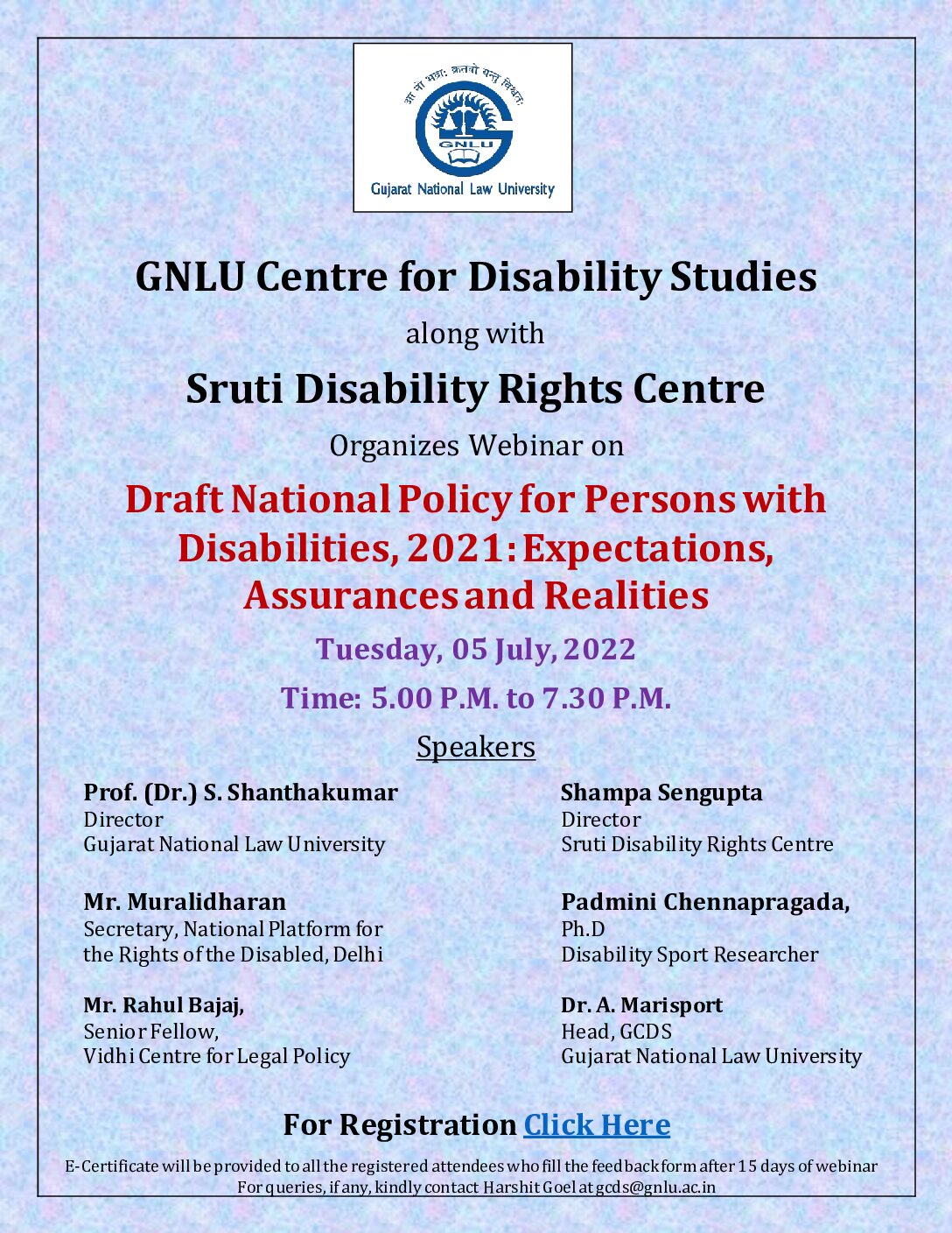 Webinar – ‘Draft National Policy for Persons with Disabilities, 2021