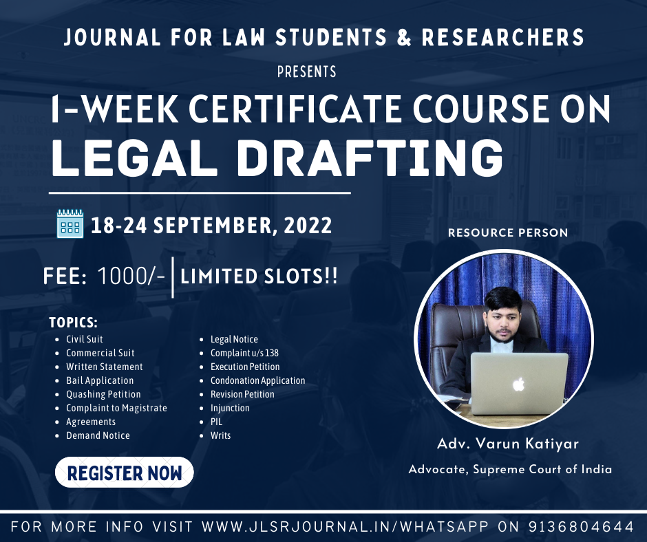 Legal drafting certificate course